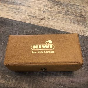 Vintage Kiwi shoe shine accessories, 3 brushes and buffing cloth